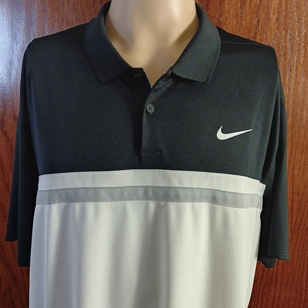 NIKE DRI-FIT MENS GOLF POLO SHIRT -XXL- BLACK/WHITE
